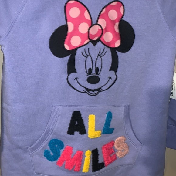 Disney/ Spotted Zebra Minnie Mouse Purple All Smiles Youth Small Hoodie NWT - Picture 3 of 5